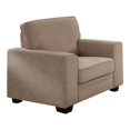 thumbnail image 1 of Benjara BM221484 Fabric Upholstered Wooden Chair with Welt Trim Pillow Backrest, Beige, 1 of 1