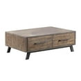 thumbnail image 1 of Benjara BM222599 Rustic Plank Style Detailing Cocktail Table with 2 Drawers, Brown, 1 of 3
