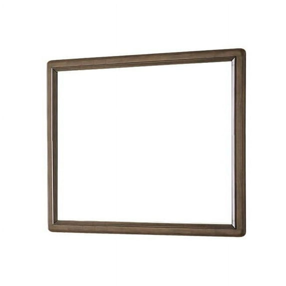 Benjara BM222639 Rectangular Wooden Frame Mirror with Curved Design Edges, Brown