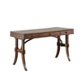 thumbnail image 1 of Benjara BM222655 3 Drawer Writing Desk with Flared H Shaped Legs & Curved Braces, Brown, 1 of 4