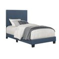 thumbnail image 1 of Benzara Platform Style Fabric Upholstered Twin Size Bed with Tapered Feet, Blue, 1 of 2