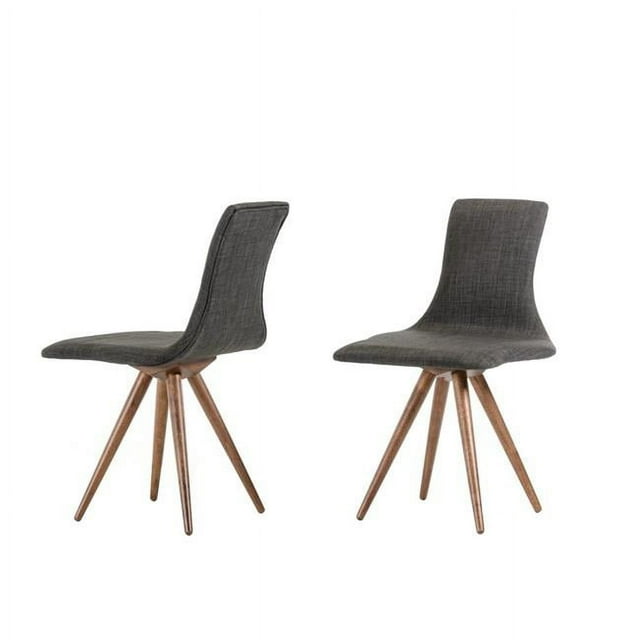 Benjara BM223498 Fabric Upholstered Dining Chair with Splayed Legs&#44; Gray & Brown - Set of 2
