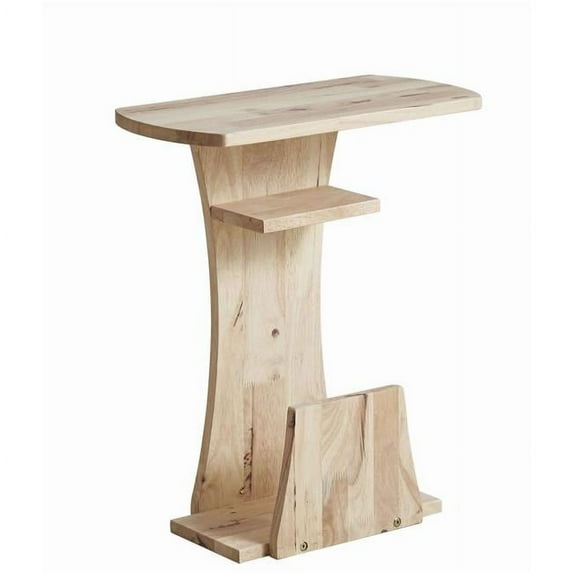 Benjara BM225442 Wooden Table with Open Shelf & Magazine Rack, Light Brown