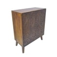thumbnail image 1 of Saltoro Sherpi Geometric Engraved 2 Door Wooden Cabinet with Tapered Legs, Brown and Gray, 1 of 2
