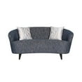 thumbnail image 1 of Benjara BM226719 Textured Fabric Upholstered Loveseat with Curved Back & Wooden Legs, Blue, 1 of 2