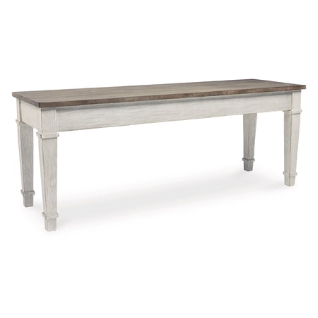 Rectangular Wooden Bench with Under seat Storage, Antique White and Brown