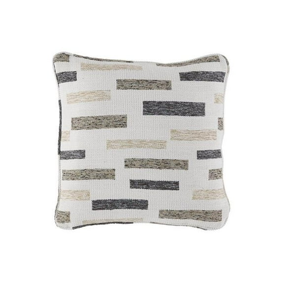 Benjara BM227389 18 x 18 in. Polyester Accent Pillow with Block Stripes, Cream & Brown - Set of 4