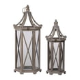 thumbnail image 1 of Benjara BM230563 Glass Insert with Hexagonal Lantern, Brown - Set of 2, 1 of 2