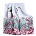 thumbnail image 1 of Benjara BM230993 Prague Embroidered Birds Microfiber Throw Blanket with Digital Printing, White, 1 of 5