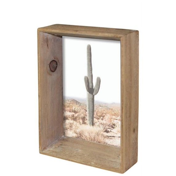 Benjara BM239819 6.75 x 2 x 4.75 in. Picture Frame with Rectangular Wooden Encasing, Brown