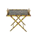 thumbnail image 1 of Benjara BM242202 Tray Top & Floral Print Wooden Folding Stand, Yellow, 1 of 5