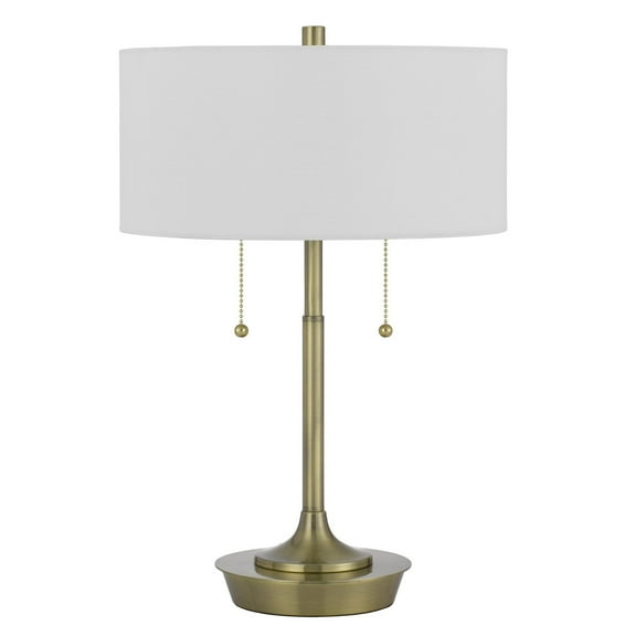 Benjara BM272215 20 in. Metal Table Lamp with Pull Chain Switch, Brass
