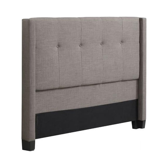 Benjara BM274102 Adams Headboard - Adjustable Metal Legs, Tufted Linen, Gray - King Size