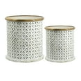 thumbnail image 1 of 18, 16 Inch Accent Tables, Round, Mango Wood, Floral Cut Out, Brown, White, Saltoro Sherpi, 1 of 6
