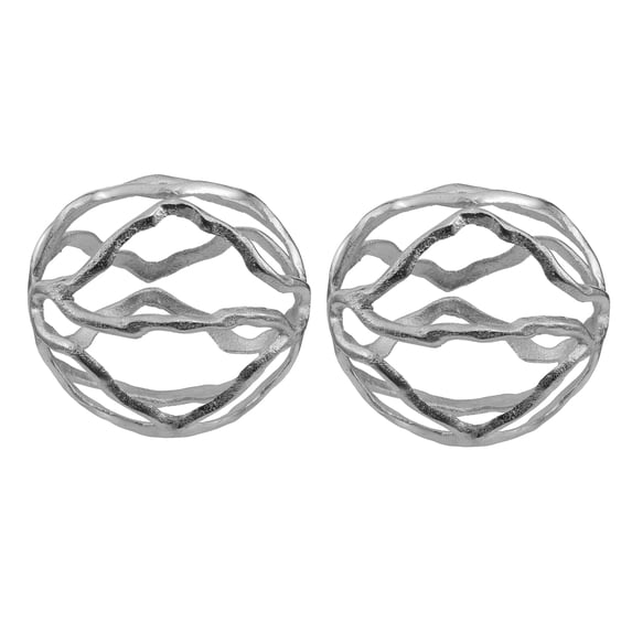 6 Inch Decorative Spheres, Aluminum, Asymmetrical Curves, Modern, Silver, Saltoro Sherpi