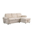 thumbnail image 1 of Irma 97 Inch 2 Piece Sectional Sofa, Pull Out Bed, Rolled Arm, Beige Velvet- Saltoro Sherpi, 1 of 5