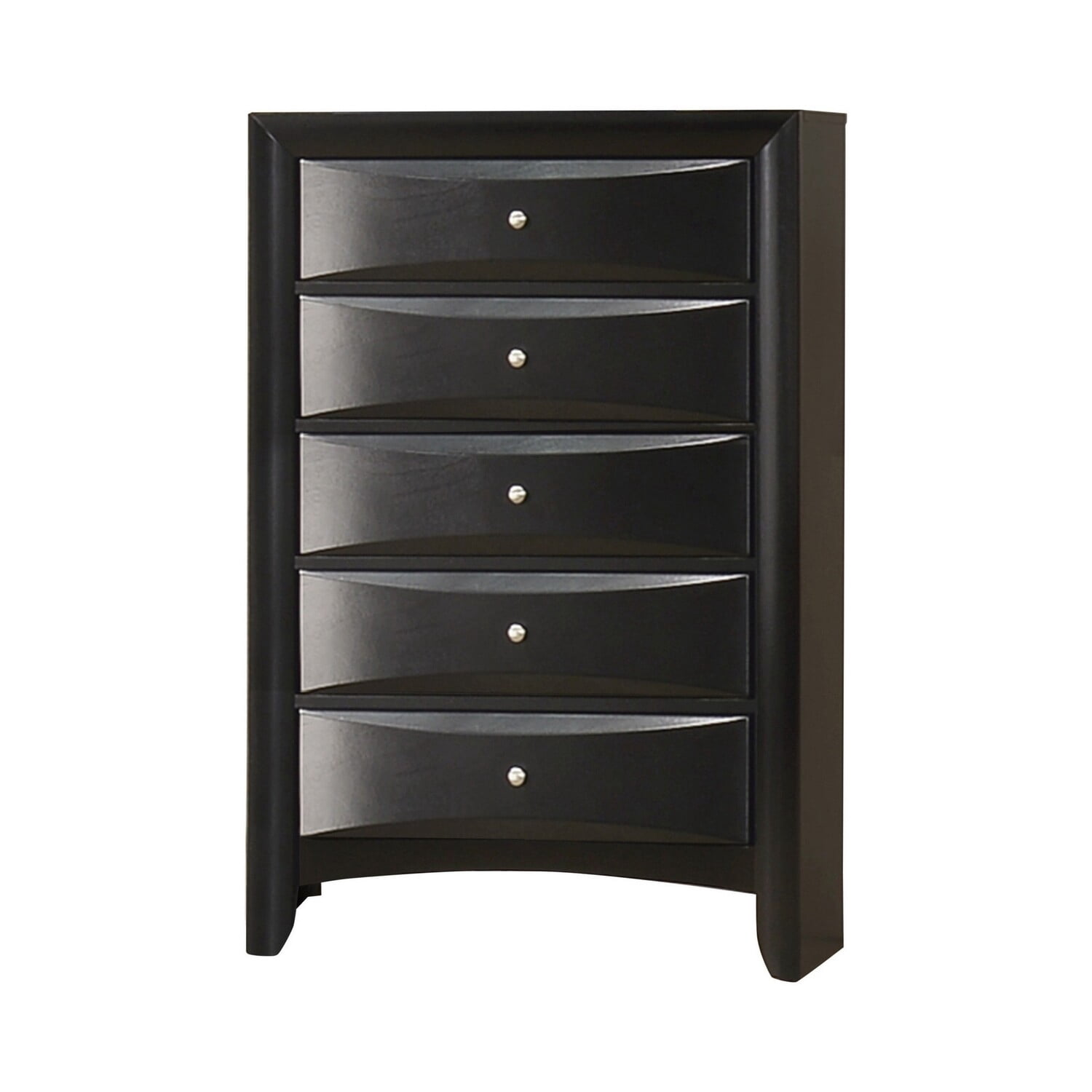 Ica 49 Inch Tall Dresser Chest, 5 Chambered Drawers, Felt Lined, Black- Saltoro Sherpi