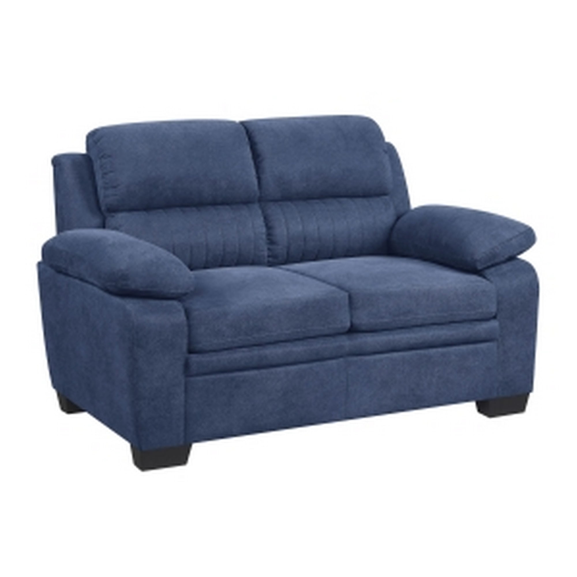 Hugh 58" Blue Polyester Tufted Loveseat with Pillow-top Arms
