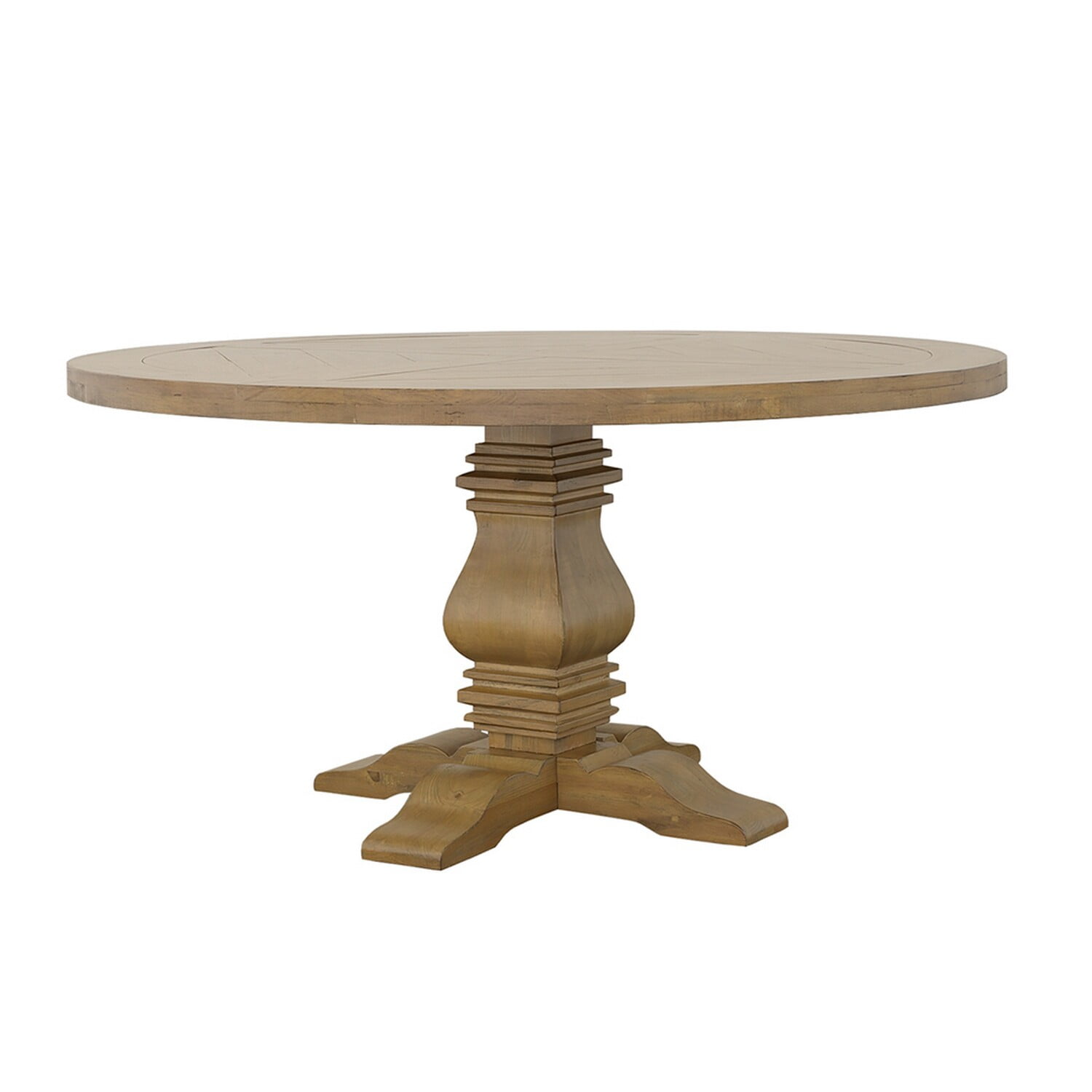 Rustic Smoke Brown Round Reclaimed Wood Dining Table