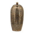 thumbnail image 1 of Benjara BM302581 15 in. Lidded Top & Hammered Texture Aluminum Urn, Antique Gold, 1 of 3