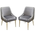 thumbnail image 1 of 24 Inch Pleated Dining Side Chair Set of 2 Smooth Gray Velvet Upholstery, 1 of 6