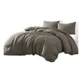 thumbnail image 1 of Benjara Edge 4 Piece King Size Duvet Comforter Set- Washed Linen- Charcoal Gray, 1 of 6