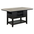 thumbnail image 1 of Benjara Kara 60 Inch Counter Height Dining Table, Lower Shelves, Wood, Black, Beige, 1 of 5
