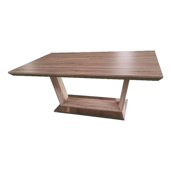 Benjara Col 71-95" Extendable Dining Table- U Shaped Pedestal Base- Brown