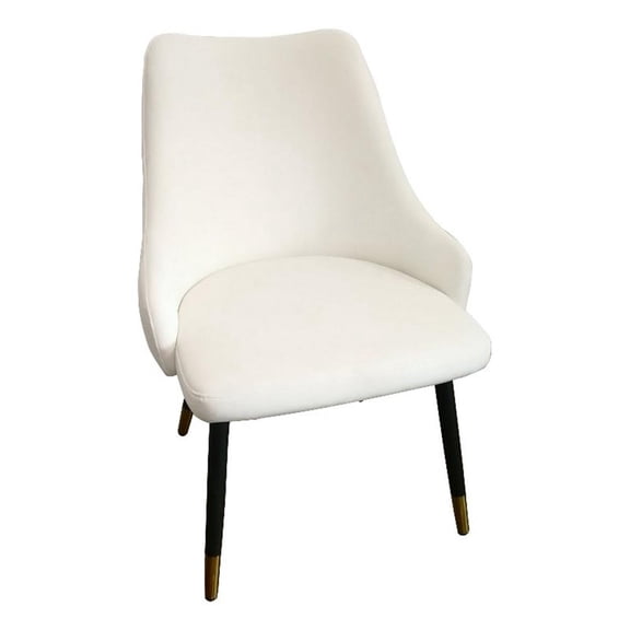 Benjara Zini 25" Cushioned Dining Chair (Set of 2)- White- Black- Gold Metal