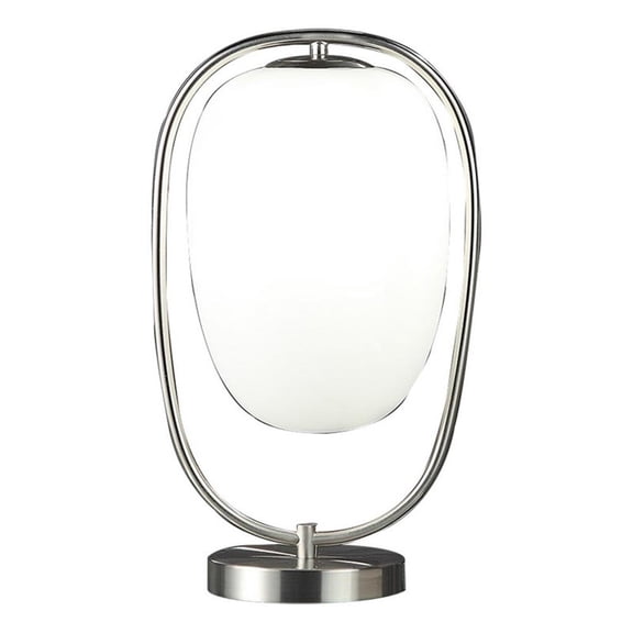 Benjara Raze 17" Table Lamp- LED Light- Modern Globe Shade- Metal Body- Silver