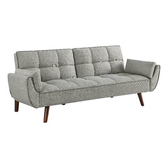 Benjara Kori 84" Sofa Futon Bed with Tufted Back- Angled Legs- Gray Fabric