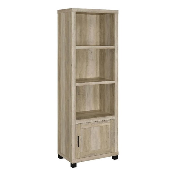 Sac 71 Inch Media Pier Tower with 3 Shelves and Cabinet- Antique Pine Wood