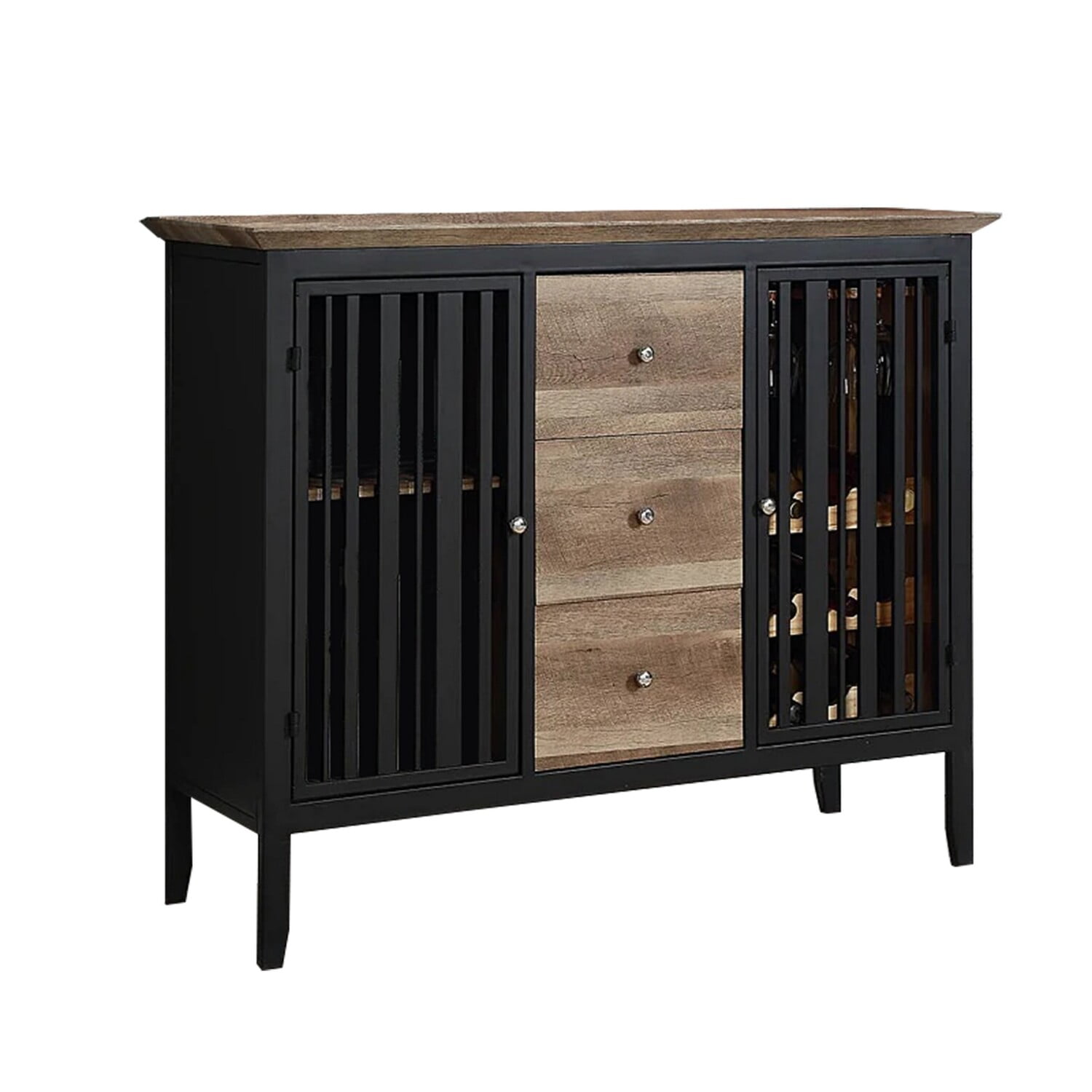 Nori 48" Antique Oak Brown and Black Sideboard Buffet
