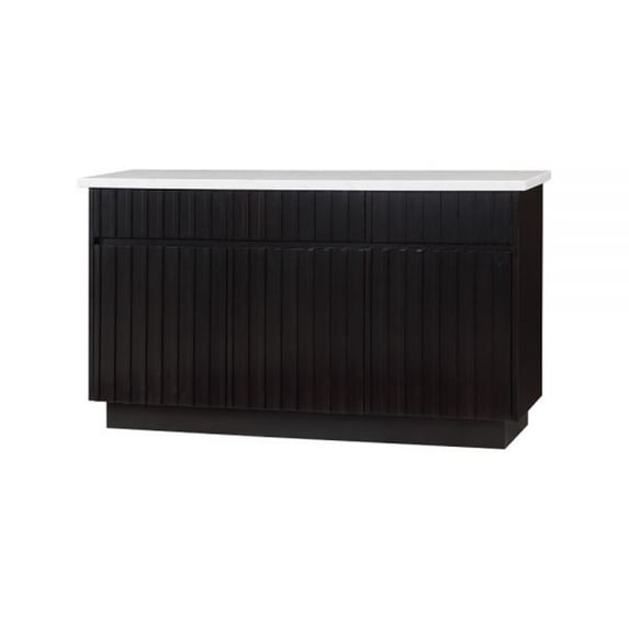 Benjara BM309473 58 in. Jerry Faux Marble Top Sideboard Buffet Console, Black & White