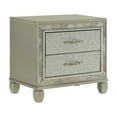 thumbnail image 1 of Bet 28 Inch Nightstand, 2 Rhinestone Inlaid Drawers, Chrome Handles, Silver, 1 of 5