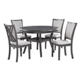 thumbnail image 1 of Benjara Isla 5 Piece Dining Table Set- Diamond Pattern- 4 Crossback Chairs- Gray, 1 of 9
