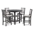 thumbnail image 1 of Isla 5 Piece Counter Height Table Set, 4 Crossback Chairs, Gray Polyester, 1 of 8