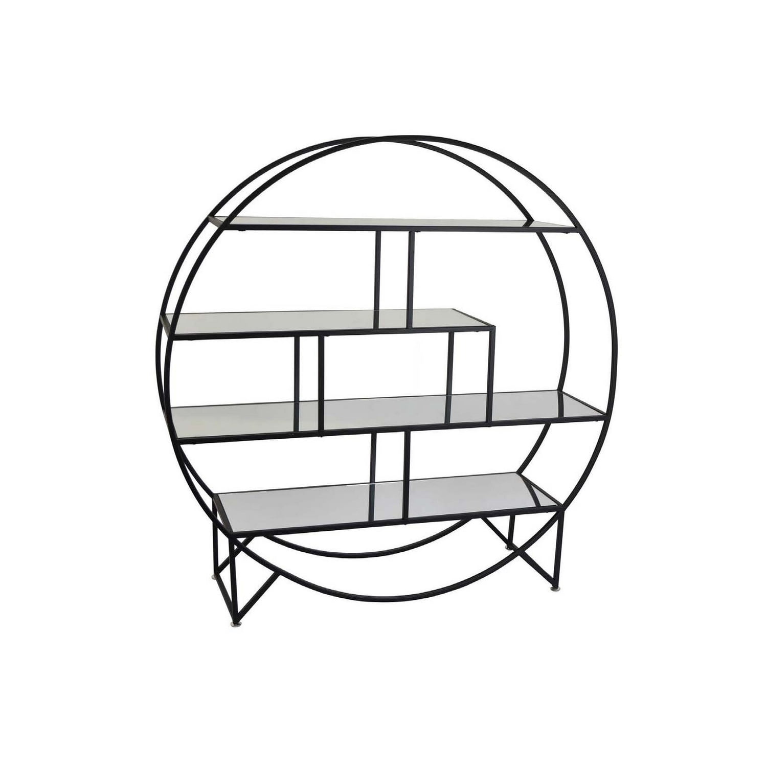 49.25 in Black Metal and Clear Glass 4-Tier Plant Stand