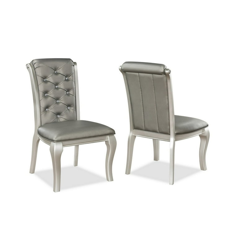 Stich Gray Faux Leather Side or Dining Chairs Set of 2 Chairs Stich Gray Faux Leather Side or Dining Chairs Set of 2 Chairs