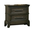 thumbnail image 1 of Benjara BM310928 26 in. Ston 2 Drawers Pewter Handles Crown Mold Wood Nightstand, Gray, 1 of 6