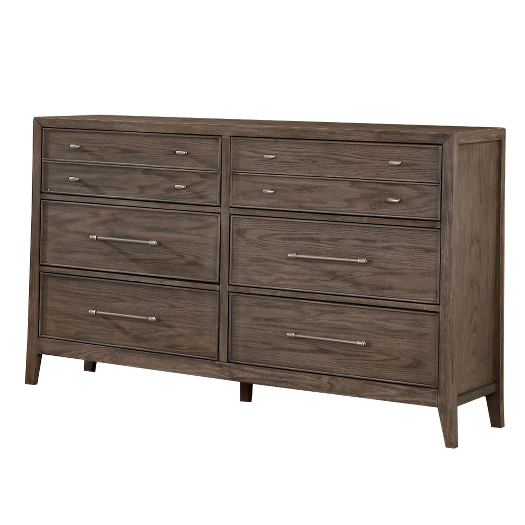 57 Inch Wide Dresser Chest, 8 Drawers, Solid Wood in a Warm Gray Finish ...
