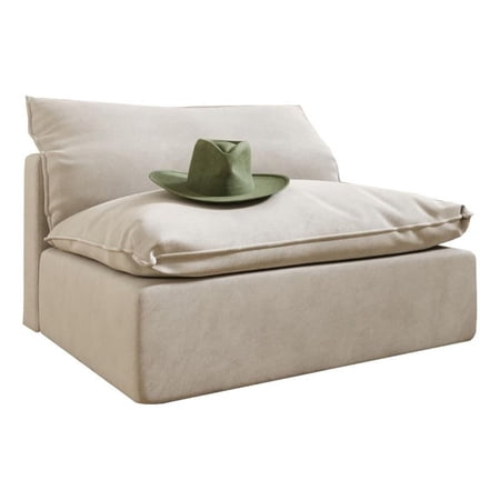 Benjara Reno Bill 44" Armless Sofa Seater- Modular- Duck Feather- Light Gray