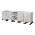 thumbnail image 1 of Benjara Jen 87" Sideboard Cabinet- Doors- Shelves- Black Iron Stand- Cream Wood, 1 of 6