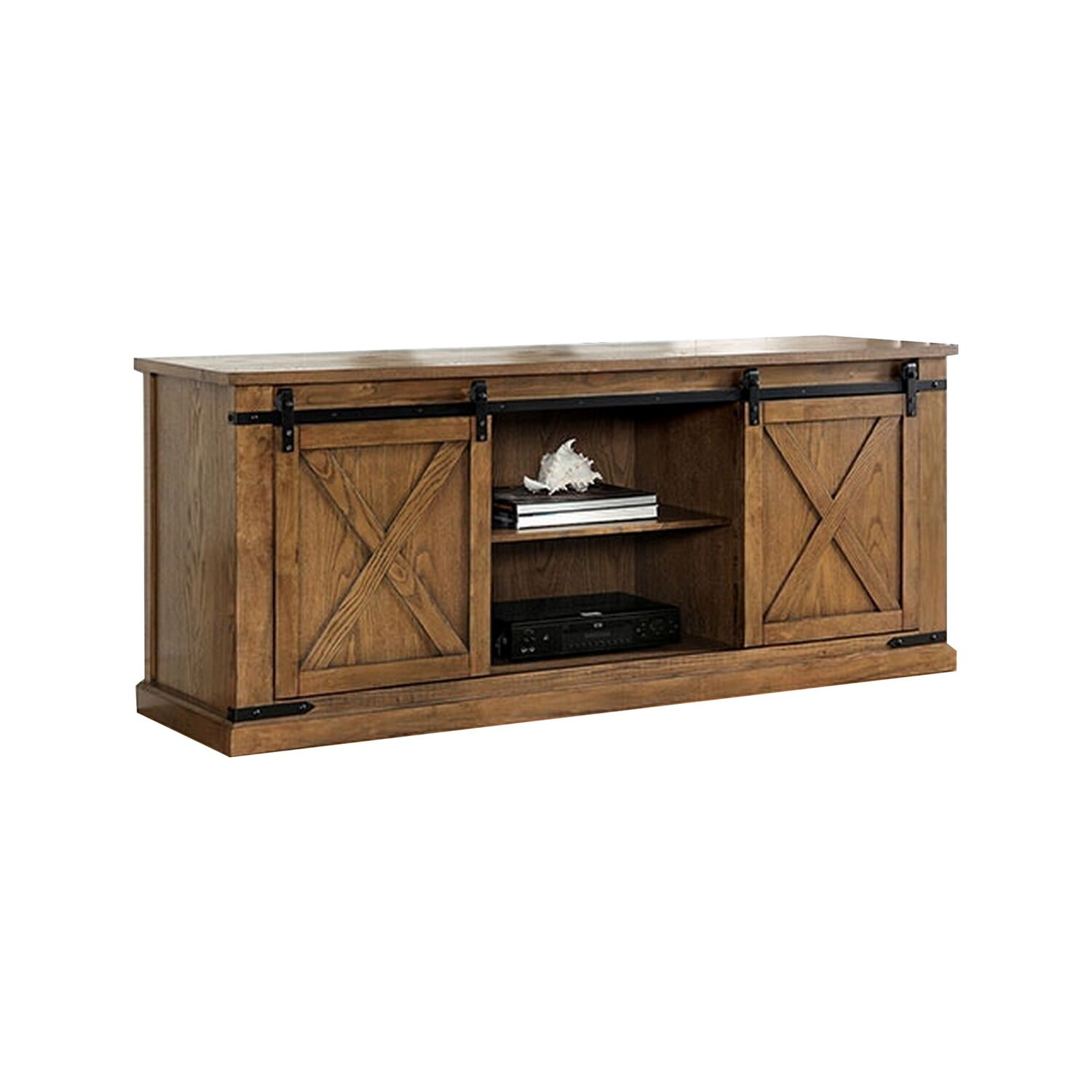 Benjara BM312165 72 in. Bego TV Entertainment Console with Sliding Barn ...