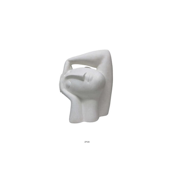 Benjara BM312576 16 in. Statuette Head Figurine with Contemporary Style White Resin