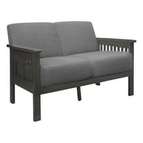 Wiston 50 Inch Loveseat- Gray Polyester- Dark Gray Solid Rubberwood