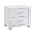 thumbnail image 1 of Benjara BM313194 26 in. Roni Nightstand with 2 Drawer & Embossed Design, White & Chrome Solid Wood, 1 of 5