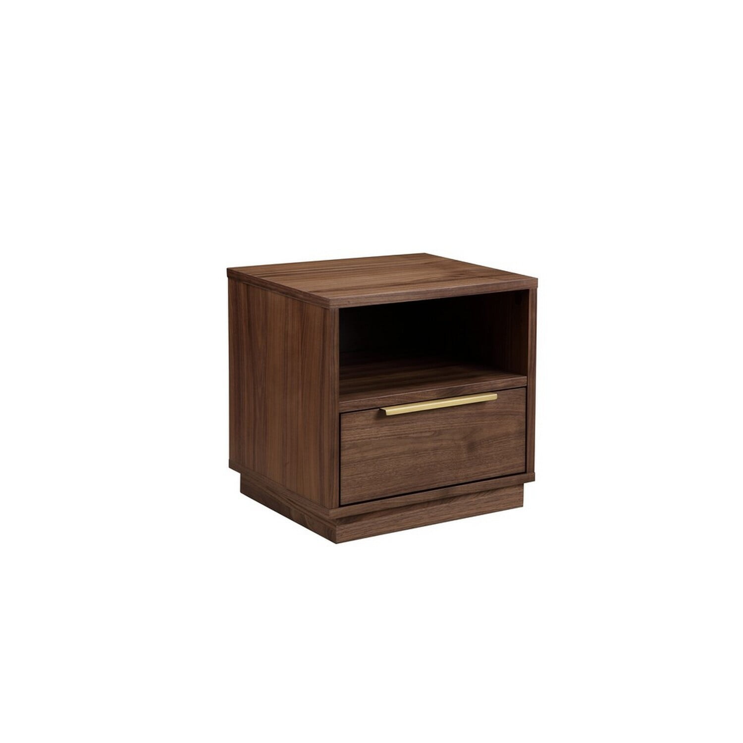 Walnut and Gold 18" Nightstand with Drawer and Cubby