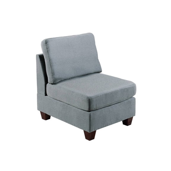 Remy 32 Inch Modular Armless Sofa Chair- Soft Gray Chenille- Solid Wood