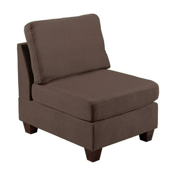 Remy 32 Inch Modular Armless Sofa Chair, Soft Brown Chenille, Solid Wood